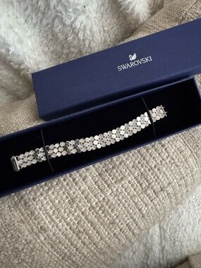 Staple Silver Disc & Crystal Panel Bracelet